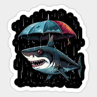 Shark Rainy Day With Umbrella Sticker